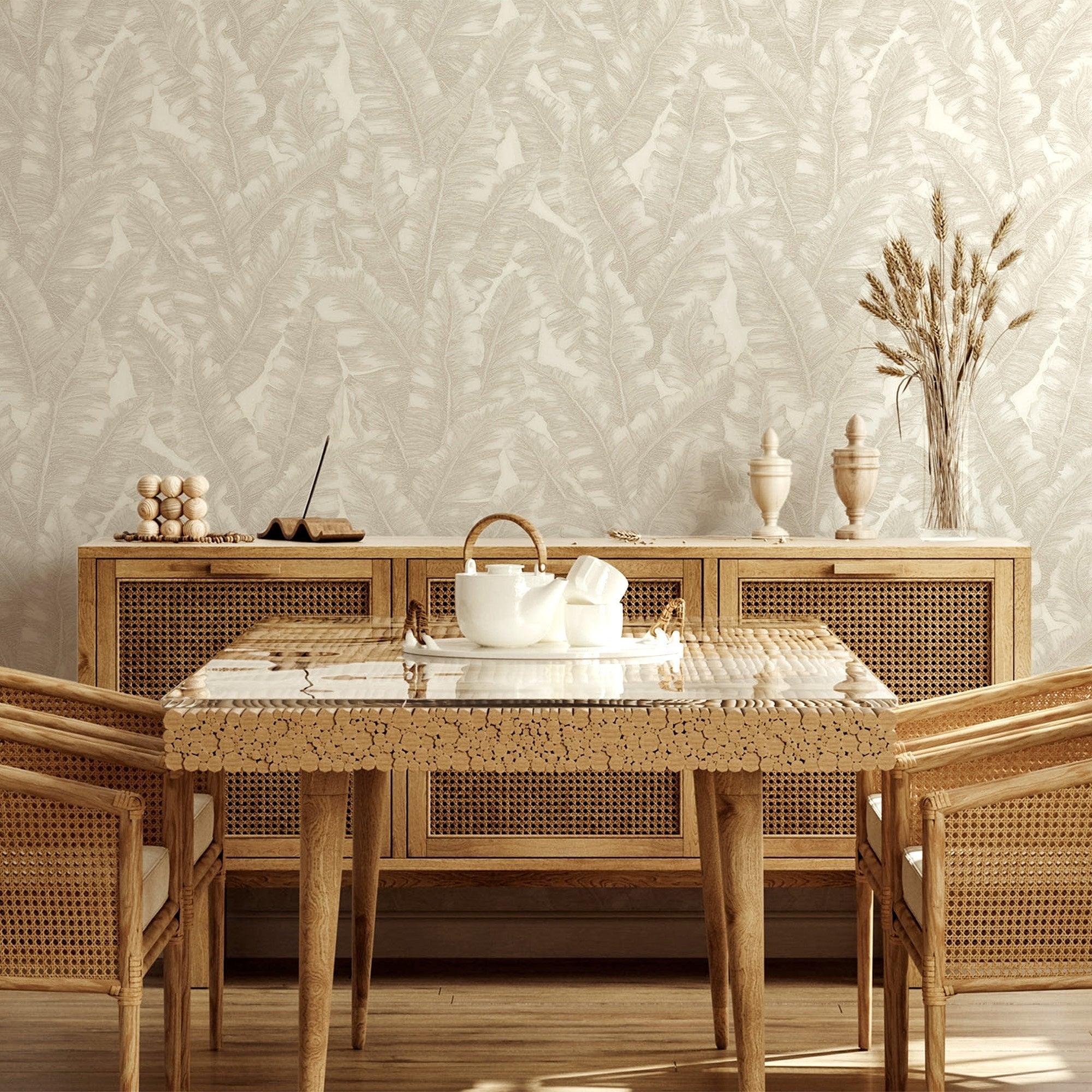 Textured decorative wallcovering in a finished room